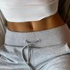 Gray Drawstring Waist Casual Sports Pants Basic Simple Fitness Jogging Straight Pants