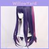 Hochwertige Oshi No Ko Hoshino Ai Cosplay-Perücke mit realistischem Kopfhautansatz und langem blau-violettem Haar
