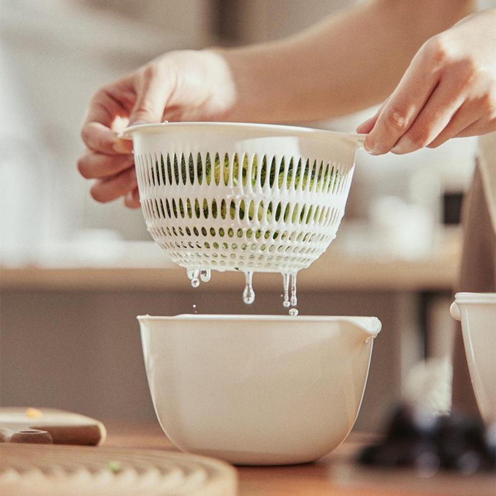 Cesto Scolapasta Compatto a Doppio Strato per Lavello da Cucina - Perfetto per Lavare Frutta, Verdura e Riso