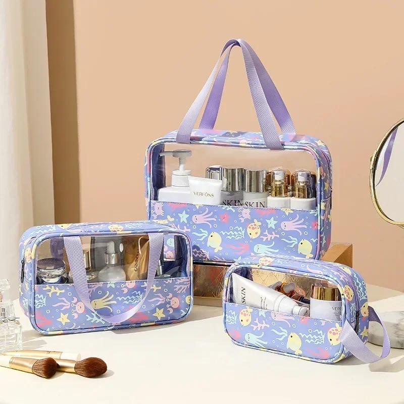 Women's Makeup Bag Waterproof Transparent Pouch Large Capacity Bath Bag Travel Essential Cosmetics Organizer Toilet Storage Bag