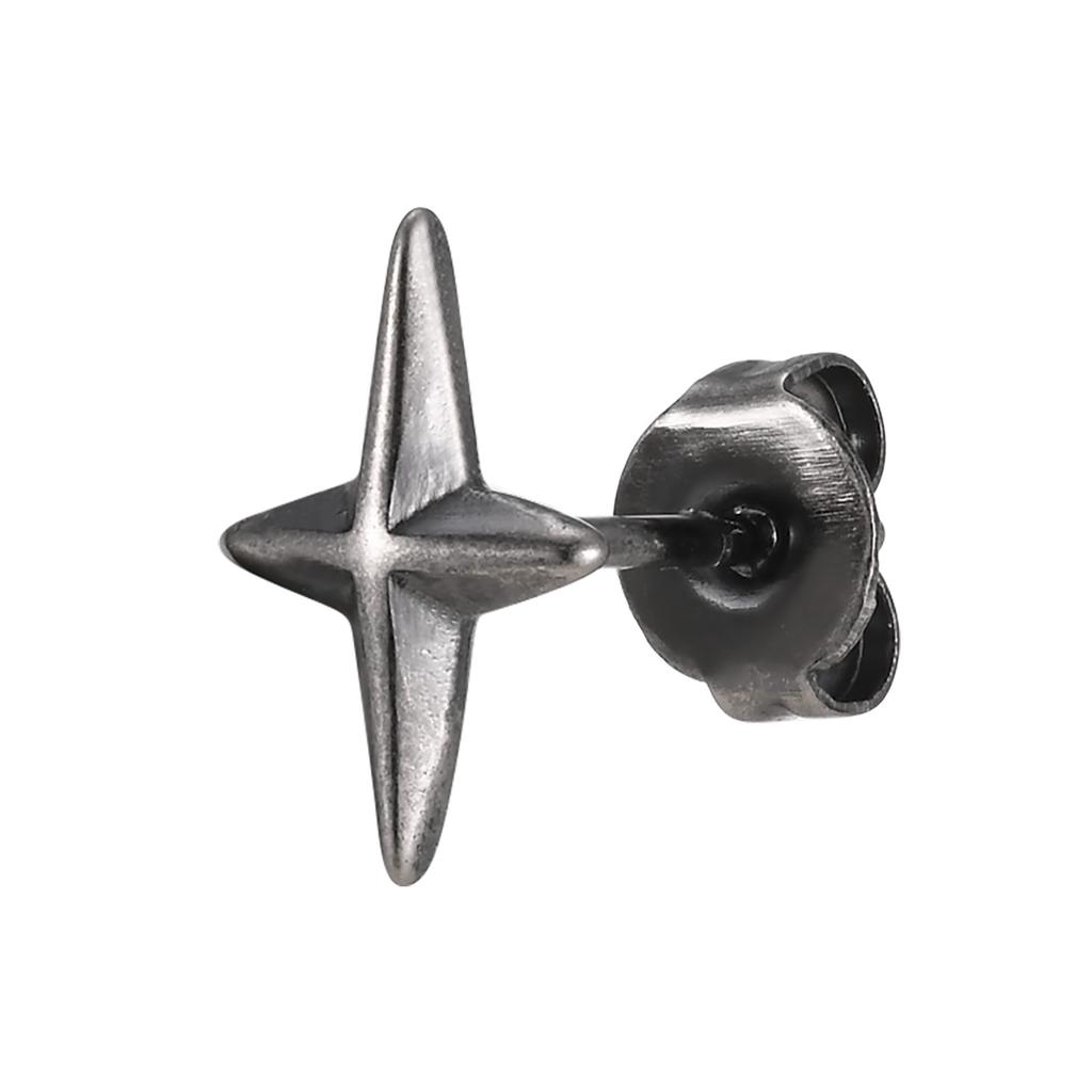 Vnox Small Cross Unisex Earrings, Four Pointed Star Mens Women Stud Earrings, Anti Allergy Stainless Steel Brincos Jewelry