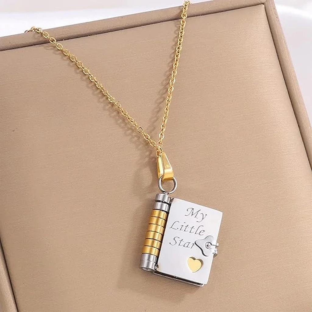 Personliggjort Min Stjernebok Halskjede, Mitt Utrolige Bok Halskjede Med Egendefinert Navn Og 6 Forhåndsutskårne Informasjons Åpningsbare Justerbare Anheng