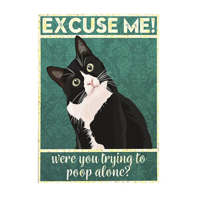 Are You Pooping Posters Bathroom Funny Bathroom Sign Canvas Painting Cute Black Cat Print Wall Art Picture Toilet Decoration