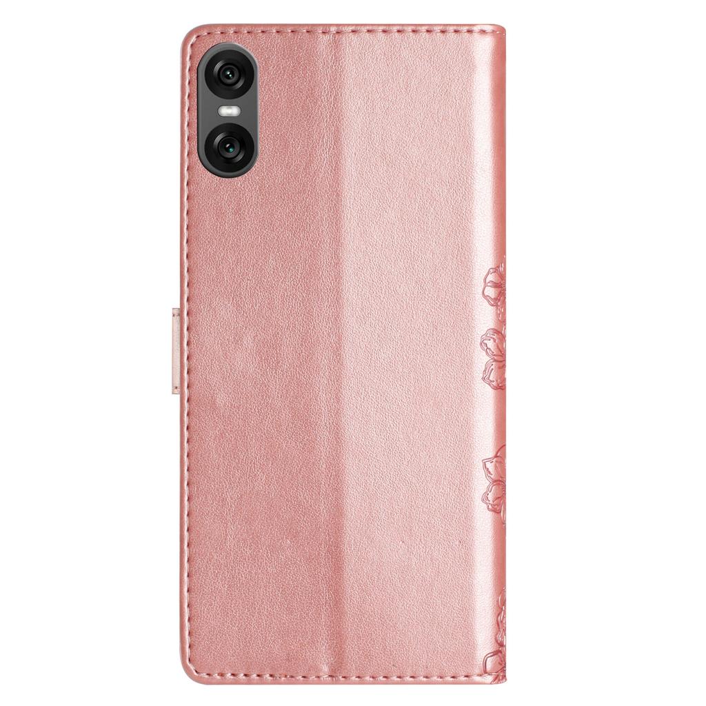For Sony Xperia 10 VI Case Butterfly Flower Drop-Proof PU Leather Wallet Phone Cover