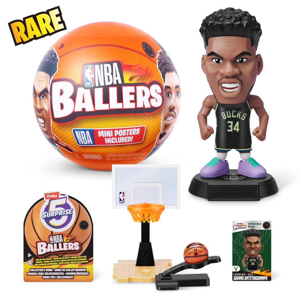 ZURU 5 Surprise NBA Ballers Series 1 Collectible Mystery Capsule Toy for Girls, Realistic Miniature Baby Playset Accessories