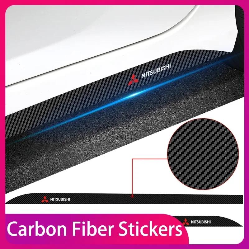 2pcs Car Logo Carbon Fibre Side Decal Side Skirt Car Stickers Anti Scratch For Mitsubishi ASX Lancer Pajero Outlander Lancer EX IR3