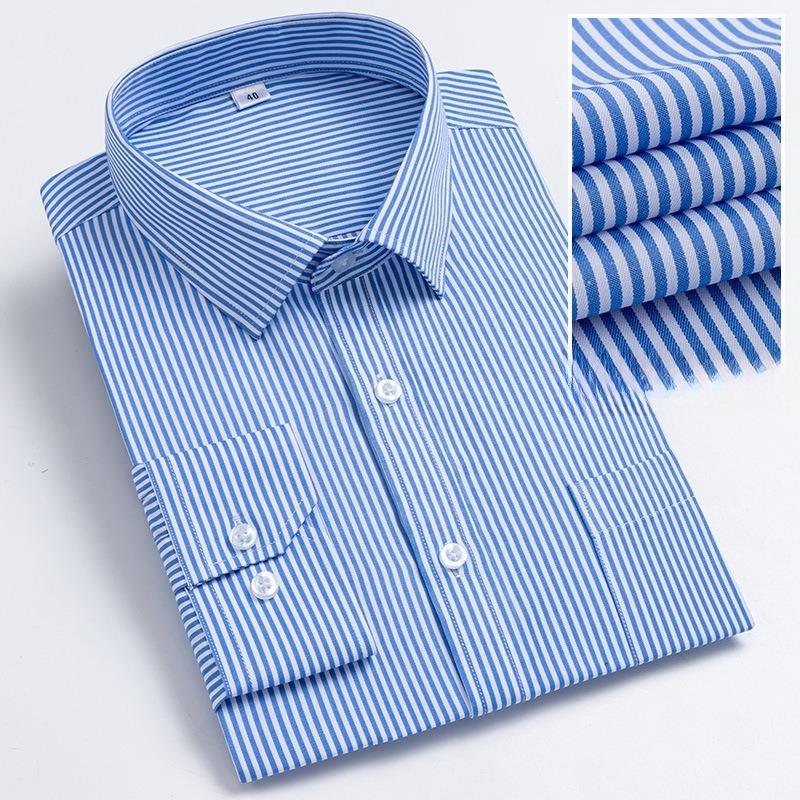 Men's Striped Long Sleeve Shirts 2026 Autumn Anti-wrinkle Business Shirt Fashion Casual Comfortable Breathe Slim Fit Shirts