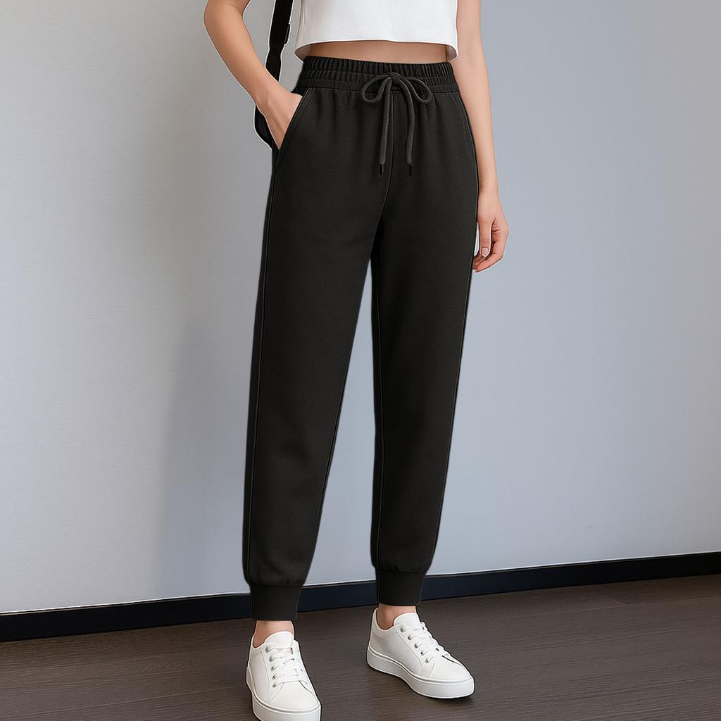 Jogginghose für Damen Damen-Jogginghose Mittelhohe Taille Einfarbige Hose Freizeithose Jogginghose mit Tasche