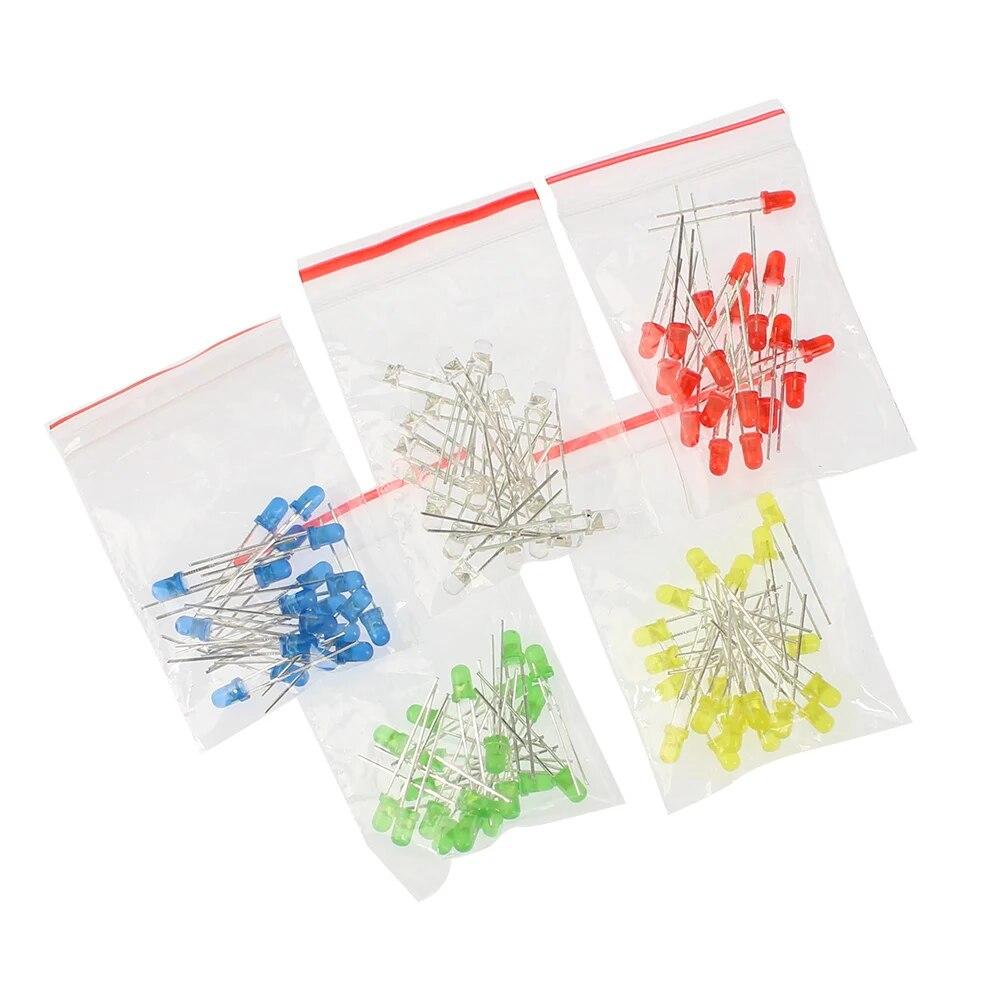 60-100 bucăți lămpi LED Set diode Set de diode LED 3MM - Culori asortate pentru diverse proiecte de bricolaj, roșu portocaliu galben verde albastru alb