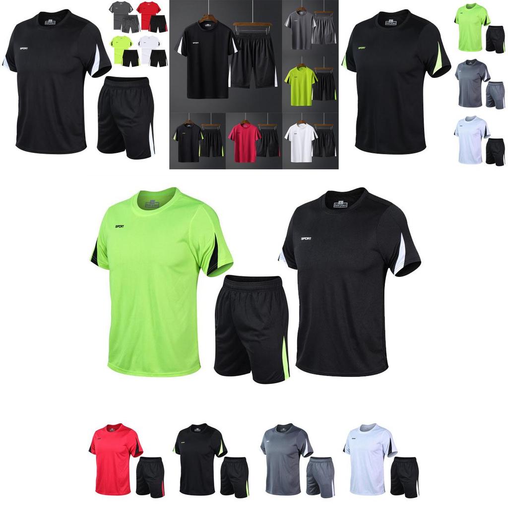 Breathable Men Quick Dry Tshirt And Shorts Set For Gym And Running Sportswear