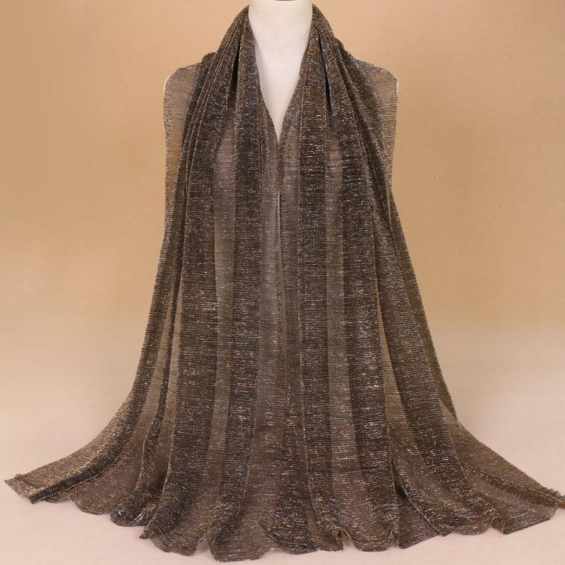 Autumn New Gold Thread Nylon Scarf For Women Girls Solid Color Sunscreen Scarves Soft Foulard Viscose Female Wrap Shawls