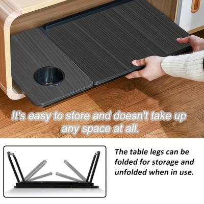1 Mesa Plegable Multifuncional Ajustable, Mesa de Lectura Casual Elevable y Bajable de Esquina con Portavasos, Soporte de Escritorio Portátil Plegable para Laptop