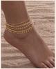 Waterproof Layered Link Chain Anklets Bracelet for Women, Gold Plated Foot Leg Anklets Summer Boho Beach Jewelry Adjustable