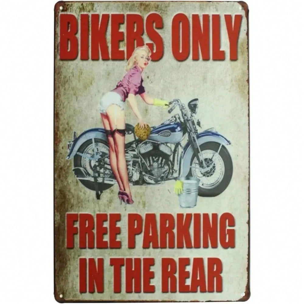 

Vintage Metal Poster Biker Garage Sign Retro Wall Art for Men