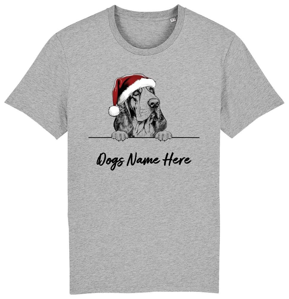 

BASSETT HOUND Personalised Christmas Dog T-Shirt Mens Womens Kids Dogs Name Gift 2XL