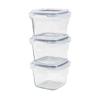 CB JAPAN Heat-Resistant Glass Storage Container Set 180ml Square 3 Pieces Microwave Freezer Dishwasher Safe Boiling Water Disinfection Mini Storage