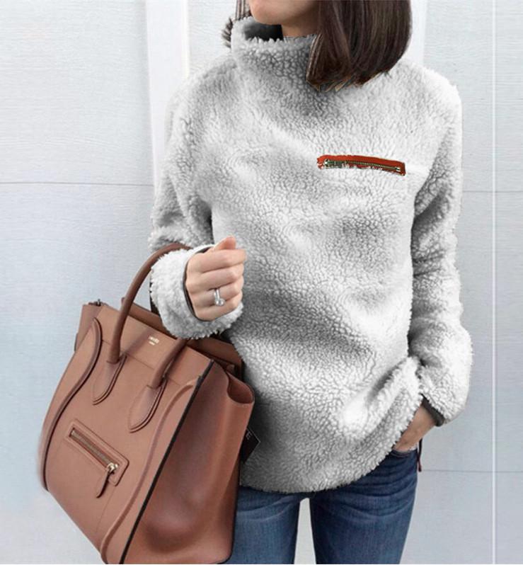 New Sweater from Foreign Trade Source Women's Fashion Zipper High Collar Bottom Casual Hoodies