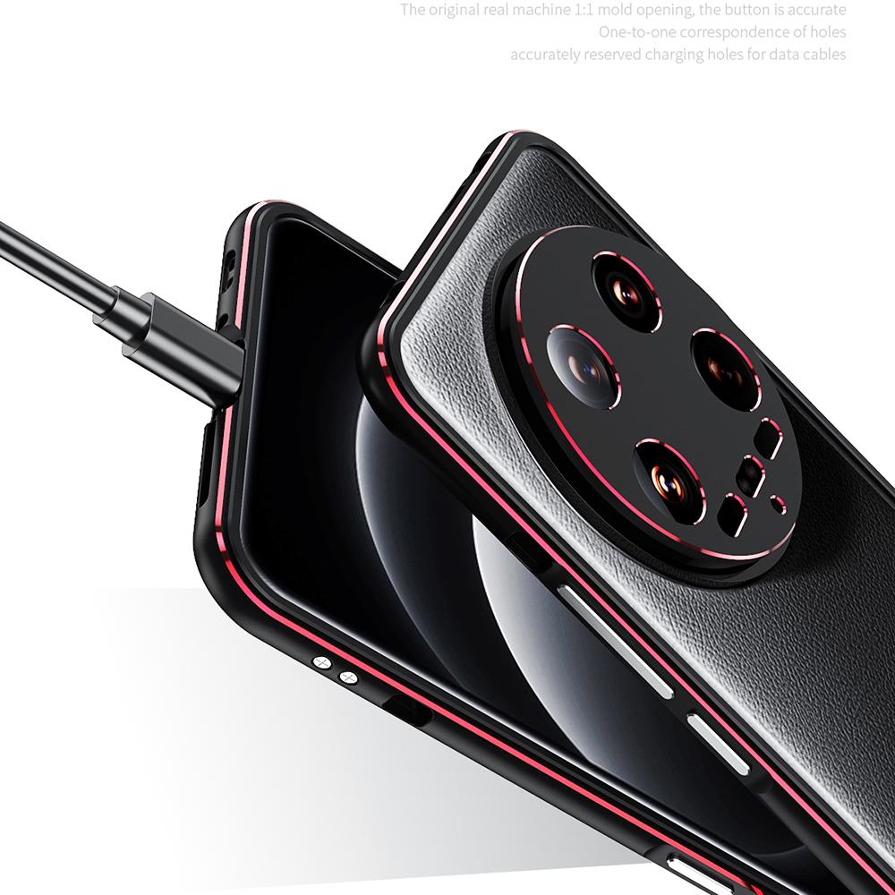 For Xiaomi 14 Ultra Phone Bumper Case Anti-Drop Metal Frame Shell with Camera Rear Lens Cover