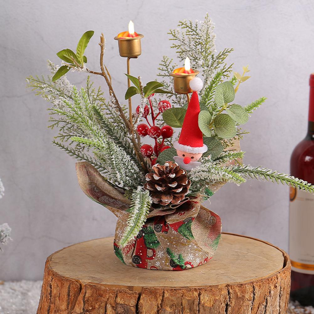 Jul Lång Ljusstake Metall Kreativ Ljusstativ Festivaltema för Festbordsdekoration