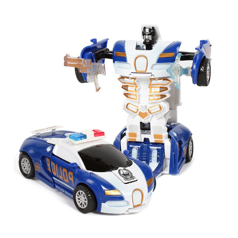 Plastic Inertia Car Toy With Onebutton Transformation For Boys And Kids