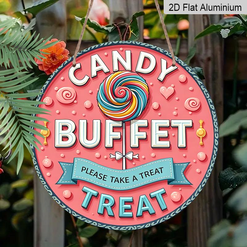 

2D Flat Aluminum Retro Signage Wall Decoration, Available in Various Sizes, Suitable for Candy Store Decorations, Living Rooms, Cafes, Kitchens 20*20cm