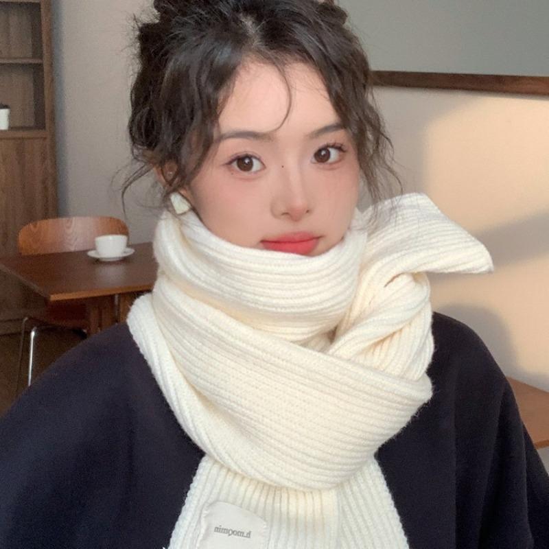 New Red Arctic Fleece Knitted Scarf Men's and Women's Winter Christmas Student Couple Thickened Wool Scarf Korean