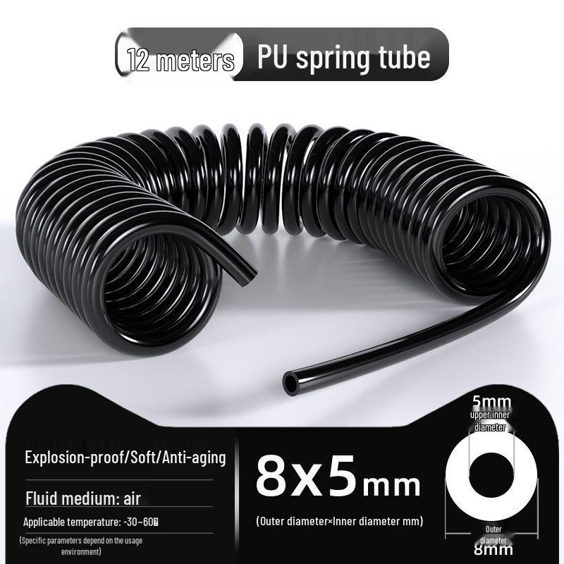 Retractable 8mm PU Spiral Air Hose with Quick Pneumatic Connector