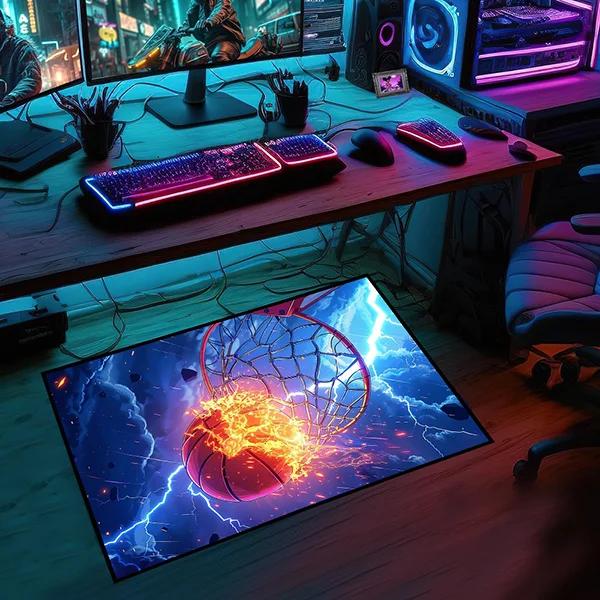 Creative Sports Area Rug Healthy ExerciseTeen Fantastic Basketball Enthusiast Carpet for Home Decor Kid Room ,Etc.