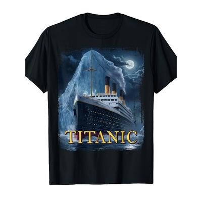 Titanic Pattern Tshirt Retro Unisexs Tshirt Summer New Style Unisex Casual Fashion Y2k Cotton Tshirt