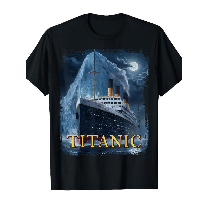 Titanic Pattern Tshirt Retro Unisexs Tshirt Summer New Style Unisex Casual Fashion Y2k Cotton Tshirt