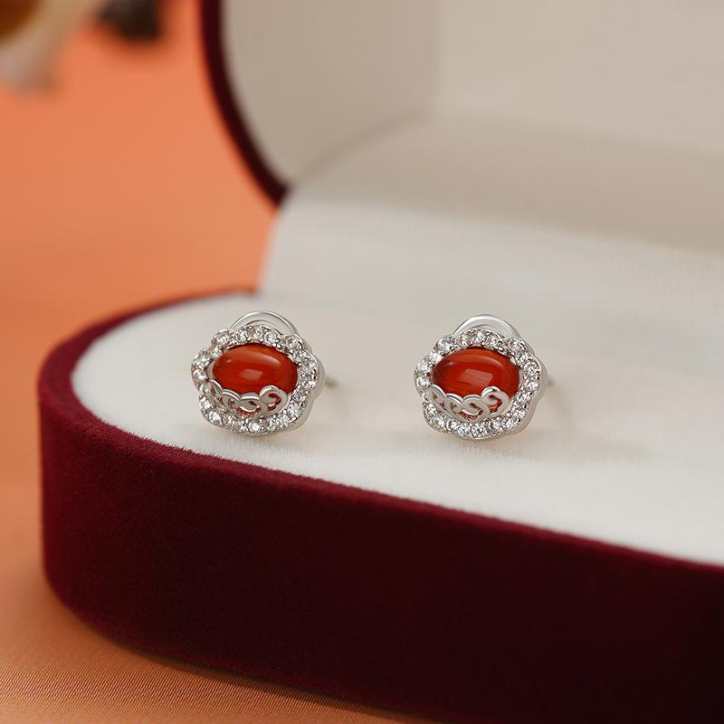 Original Red Agate Ruyi Lock Tassel Necklace Hongyun Jewelry Set