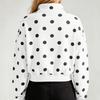 Women's Long Sleeve Half Zip Polka Dot Sweatshirt