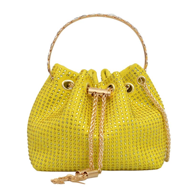 Women's niche temperament messenger bag ersatile diamond chain portable bucket bag ide dinner bag