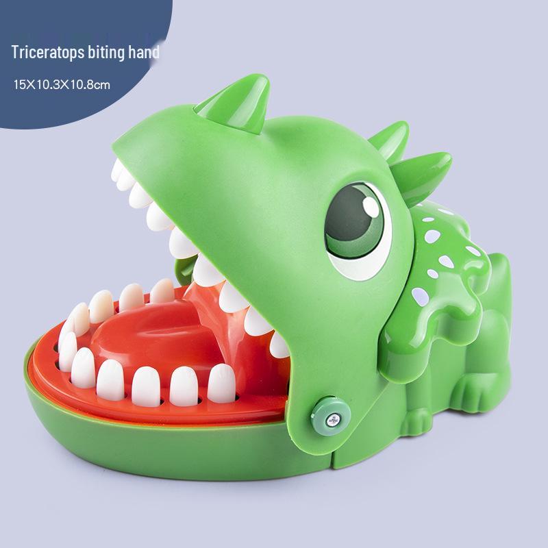 Triceratops vs. Crocodile Prank Toy - Dinosaur Bites Hand Game for Kids