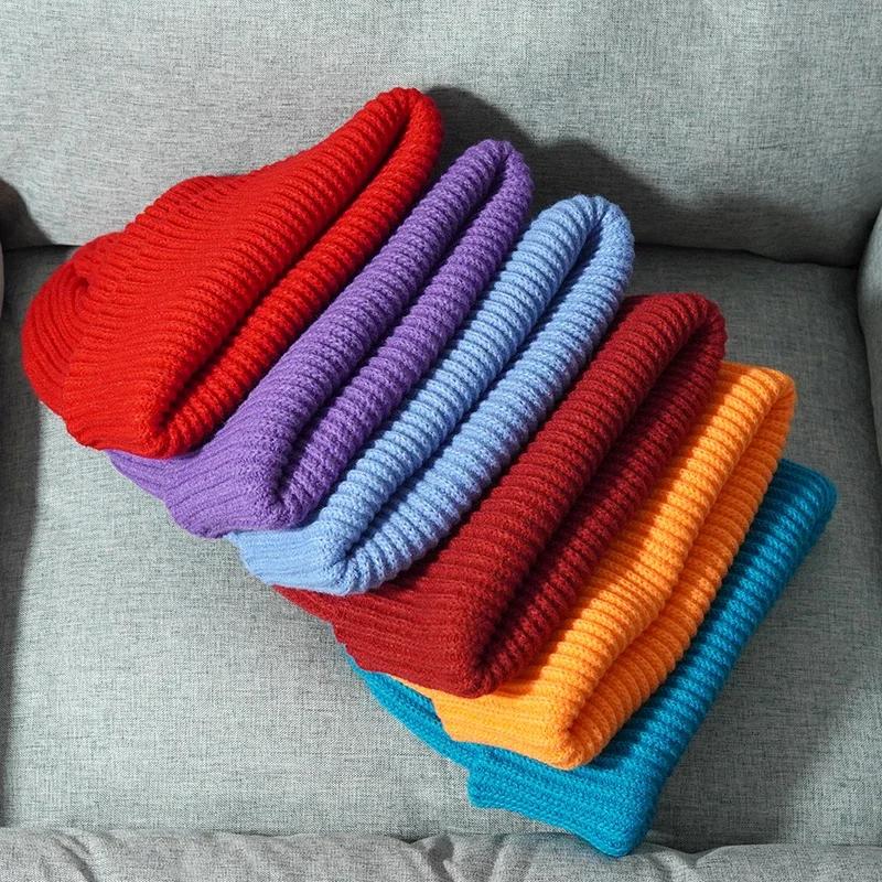 Unisex Solid Color Warm Knitted Beanies for Women Men Winter Autumn Outdoor Keep Female Wool Gorras Hip Hop Dad Cap