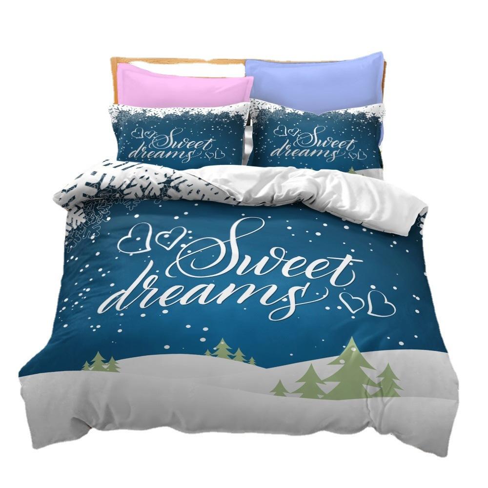 Christmas Series Bedding Three-Piece Home Textile Kit Digital Printing Production