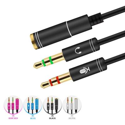 3.5mm Headphone Stereo Audio Mic Y Splitter 3.5 Mm Audio  Microphone To 4 Pole Jack Aux Adapter for 4 Pin 3.5mm Plug Earphone