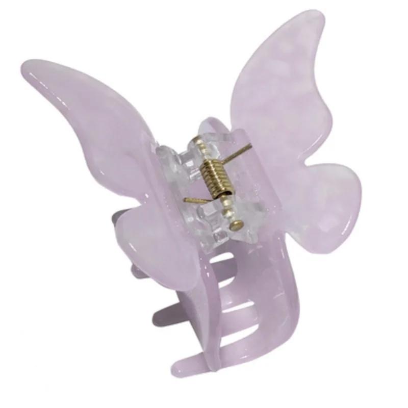 Summer Small Cute Transparent Clip Purple Butterfly Hairpin Ladies Acrylic Hairpin Sweet Accessories Beauty Styling Tools