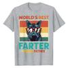Worlds Best Farter I Mean Father Tshirt Best Cat Dad Ever Tee Tops Fashion Cute Kitty Lover Graphic Outfits Daddy Husband Gifts
