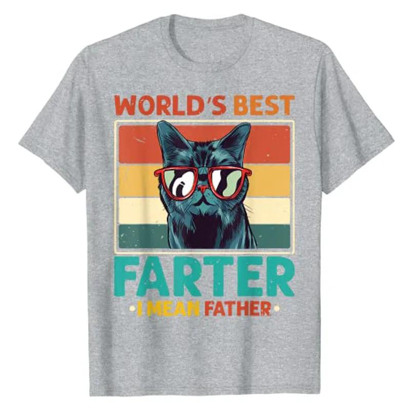 Worlds Best Farter I Mean Father Tshirt Best Cat Dad Ever Tee Tops Fashion Cute Kitty Lover Graphic Outfits Daddy Husband Gifts