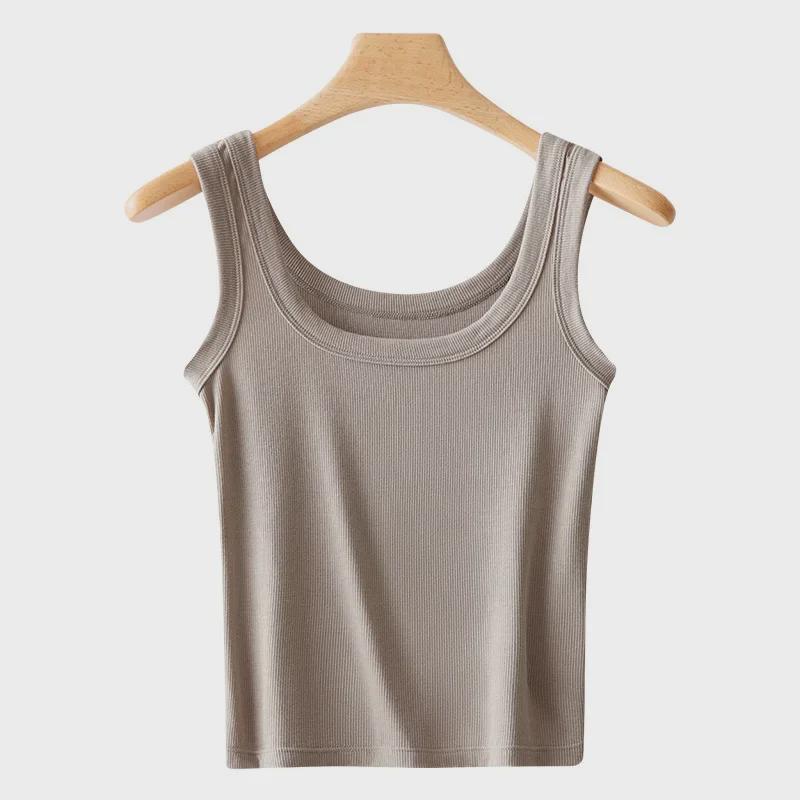 Square Neck Ribbed Tank Top for Women – Plus Size, Curvy, Racerback, Slimming Layer