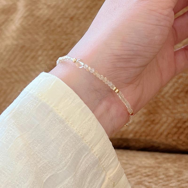 Natural Nanhong citrine beaded bracelet women's Korean version small fresh simple versatile bracelet light luxury high-end jewelry