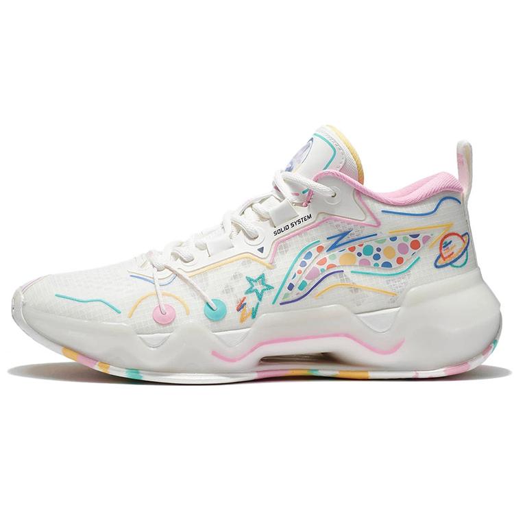 New Disney x LiNing Liren 2 Low Wear resistant And Lightweight Low Top Basketball Shoes Men's White Pink ABAS103-1