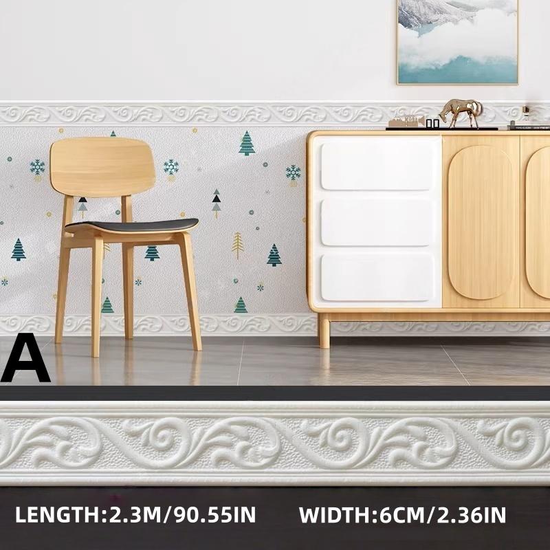 

3D Foam Wall Edge Strip Stickers Self Adhesive Waterproof Baseboard Wallpaper Border Wall Sticker Bedroom Home Wall Decorations