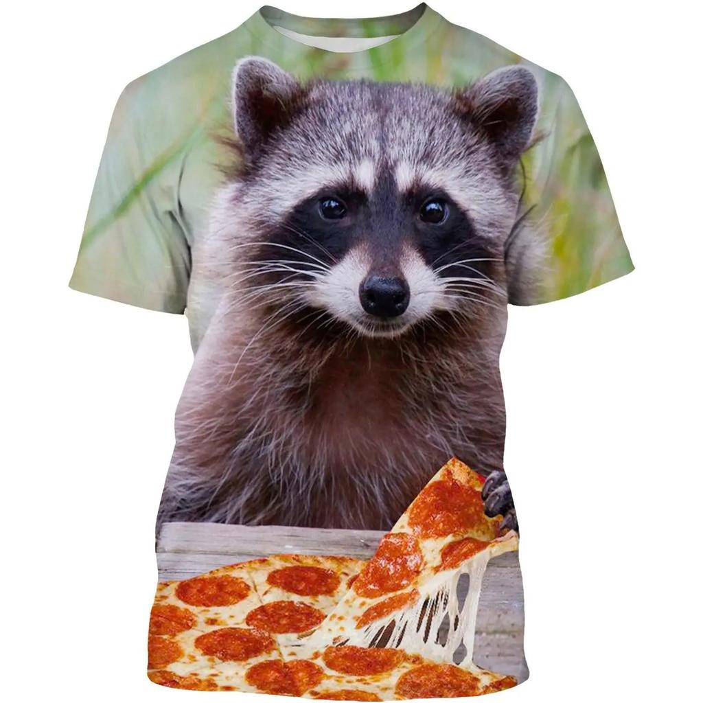 Funny Fitness Raccoon Pattern T-shirt 3D Print Men/Women Fashion Harajuku T-shirt Summer Short Sleeve Oversized Tops