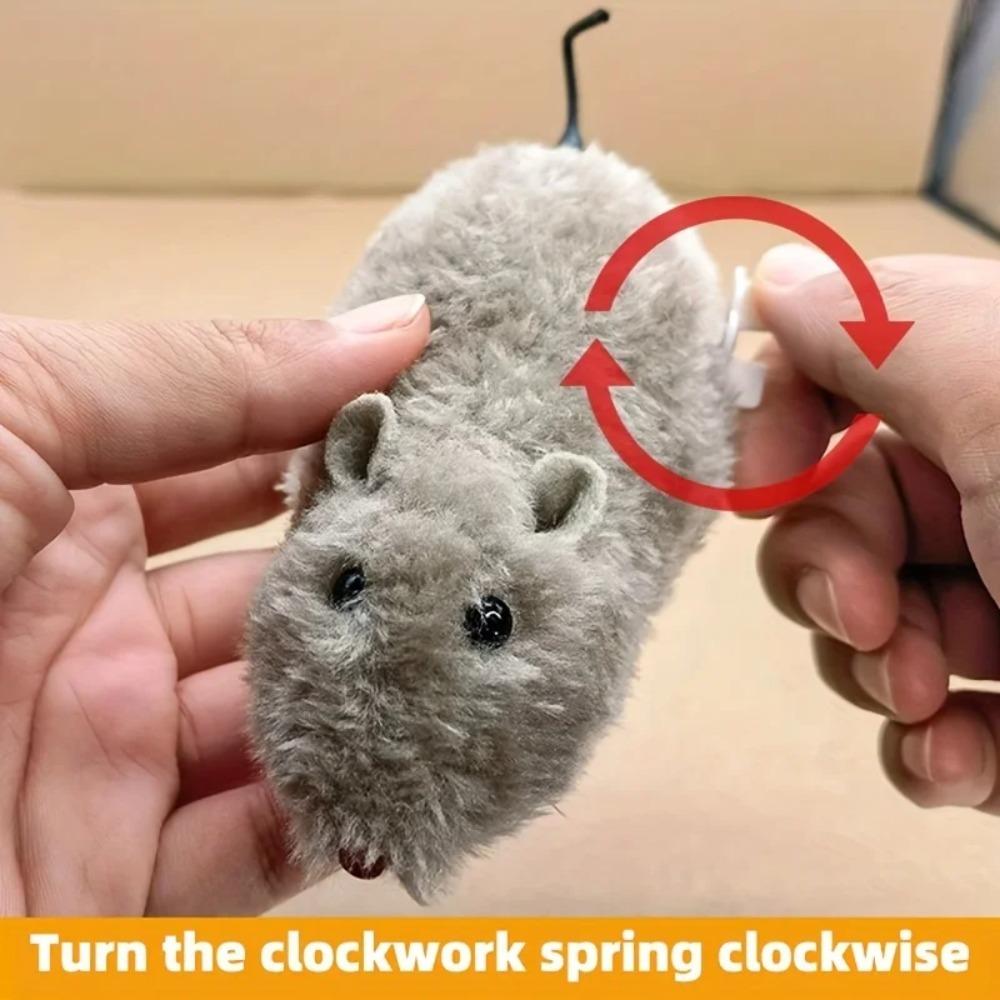 1/5Pcs Plush Wind-Up Mouse Toy-Fun Interactive Mechanical Moving Animal Toy, for Cats Dogs Kids Playtime Pranks, Durable Pet Toy
