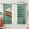2pcs 2D flat printing Window Curtains Delicious Cake Making You Addicted Fabric Without Electricity Festive Wall Decor for