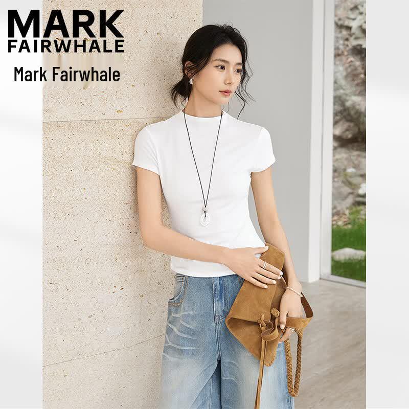 MARK FAIRWHALE Women s Mock Neck Short Sleeve T-Shirt 2XL