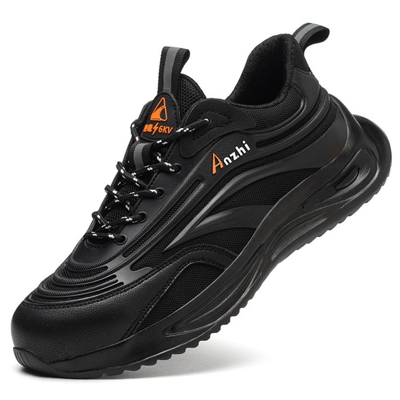 Insulation Shoes Electrician Work Shoes Black Work Shoes with Plastic Toe Cap Anti Puncture Light Weight Safety Shoes for Men