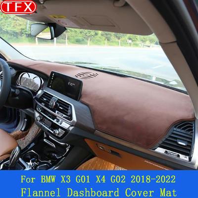 RHD&LHD Flannel Dashboard Cover Protective Pad Artificial Interior Sunshade Carpet For BMW X3 X4 G01 G02 2018-2022